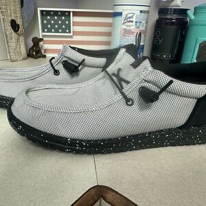 Hey Dude Black and White Speckled Sneakers